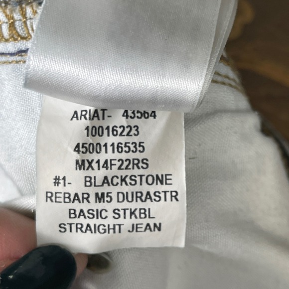 Ariat M5 Rebar Straight Leg Denim Jeans Mens 33x30 Workwear Minimalist Outdoors - Picture 9 of 15